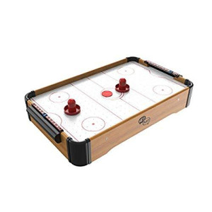 Mini Arcade Air Hockey Table- A Toy For Girls And Boys By Hey Play Fun Table- Top Game For Kids Teens And Adults- Battery-Operated (22 Inches) Brown