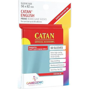 Gamegenic Ggs10072Ml Prime Sleeves Catan Red Sized Sleeves 60 Count Pack Clear (Gg1072)