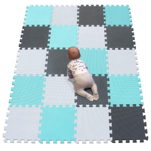 YIMINYUER New Kids Baby EVA Interlocking Soft Foam Activity Play MAT Tiles Floor 20Pc Inter-Locking White green gray R01R08R12g301020