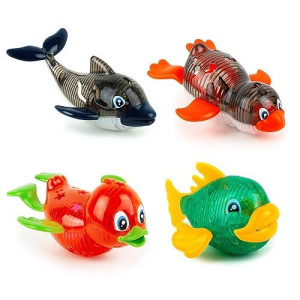 Boley Catch The Creatures Dive Toys - 4 Pk Light-Up Sea Animal Bath Toys For Kids - Bath Toys & Water Games