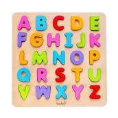 Wooden Alphabet Puzzle Toys, Abc Letter & Number Puzzle For Toddlers 18+ Months Old, Preschool Learning Toys For Kids, Educational Name Puzzle Gift For Boys And Girls (Alphabet Puzzle)