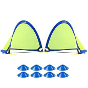 Porayhut Pop Up Soccer Net Soccer Goal For Kid Easy-Up Set Of Two Portable 210D Oxford With 8 Field Marker Cones Extra Stakes Fun For Backyard And Soccer Training Net (2.5Ft Round Goal Set)