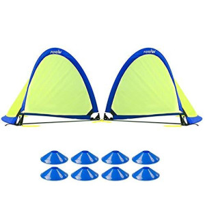 Porayhut Pop Up Soccer Net Soccer Goal For Kid Easy-Up Set Of Two Portable 210D Oxford With 8 Field Marker Cones Extra Stakes Fun For Backyard And Soccer Training Net (2.3Ft Round Goal Set)
