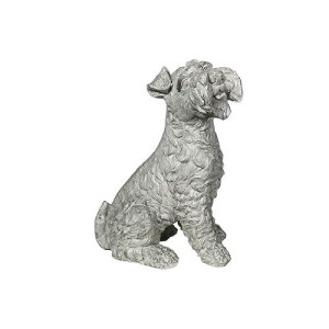 Benjara Norfolk Terrier Dog Fiberstone Figurine In Sitting Position, Gray