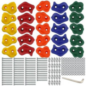 Ogrmar 25 Pcs Rock Climbing Holds Set With Mounting Screws And Hardware For Diy Kids Indoor And Outdoor Play Set Use