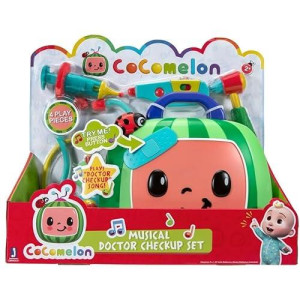 Cocomelon Official Musical Checkup Case, Plays Clips From �Doctor Checkup� Song - Includes 4 Themed Medical Doctor Accessories (Thermometer, Syringe, Stethoscope, And More) For Fun Role Play, Green