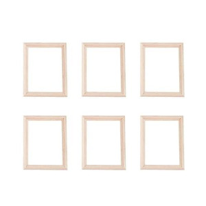 Exceart 6Pcs Wooden Dollhouse Furniture Dollhouse Miniature Photo Frame Diy Dollhouse Furniture For Photo Props Doll House Decor