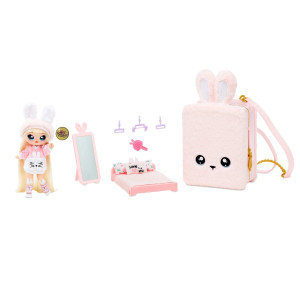 Na Na Na Surprise 3-In-1 Backpack Bedroom Playset With Limited Edition Aubrey Heart Doll In Exclusive Outfit | Pink Fuzzy Bunny Bag, Real Mirror, Closet With Drawer, Pillows, Blanket | Kids Ages 5+