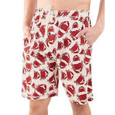 Lazy One Pajama Shorts For Men, Men'S Pajama Bottoms, Sleepwear, Seafood, Ocean, Crustacean, Animal (Crabs, Small)