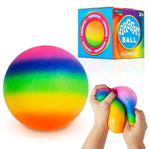 Power Your Fun Arggh Rainbow Giant Stress Balls For Adults - 3.75 Inch Large Stress Balls For Kids Squishy Toys Ball Anxiety Stress Relief Fidget Toy Sensory Ball Squeeze Toy For Boys Girls (Rainbow)