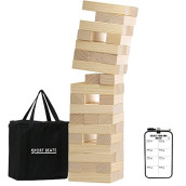 Sport Beats Medium Tower Game Yard Outdoor Games For Adults And Family Wooden Stacking Games- Includes Rules And Carry Bag-54 Large Blocks