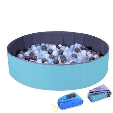 4 Feet Ball Pit For Kids/Baby Play Yard/Baby Playpen/Fence For Baby, Holds Over 600 Balls, Folding Portable, No Need Inflate, More Than 12 Sq.Ft Play Space, Light Blue