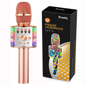 Traely Gifts For 5 6 7 8 9 10 Year Old Girls Toys Kids Microphone Bluetooth Wireless Christmas Party Girls Birthday Gifts Age 5 6 7 8 9 10(Rose Gold)A