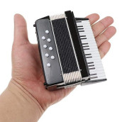 Seawoo Dselvgvu Miniature Accordion With Case Mini Musical Instrument Replica Collectible Miniature Dollhouse Model Home Decoration (Black, 4.06X3.53X1.56)