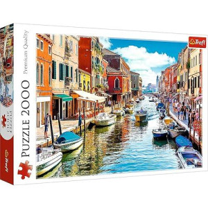 Trefl Murano Island, Venice 2000 Piece Jigsaw Puzzle Red 38"X27" Print, Diy Puzzle, Creative Fun, Classic Puzzle For Adults And Children From 15 Years Old