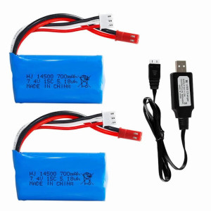 7.4V 700Mah Li-Ion Battery For Hbx Rc Car 18859E 18858 18856 Syma F1 Rc Drone Jst Plug Battery 2 Pack With Usb Charging Cable