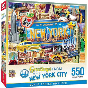 Masterpieces 550 Piece Jigsaw Puzzle For Adults And Family - Greetings From New York - 18"X24"