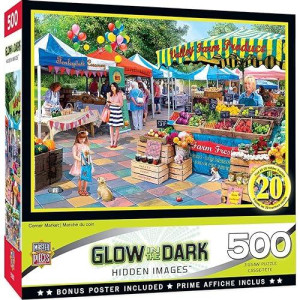 Masterpieces 500 Piece Glow In The Dark Jigsaw Puzzle For Adults, Family, Or Kids - Corner Market - 15"X21"