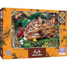 Masterpieces 100 Piece Jigsaw Puzzle For Kids - Realtree Forest Babies - 14"X19"