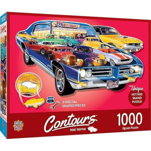 MasterPieces 1000 Piece Jigsaw Puzzle for Adults, Family, Or Kids - Hot Rods Shape - 385x226
