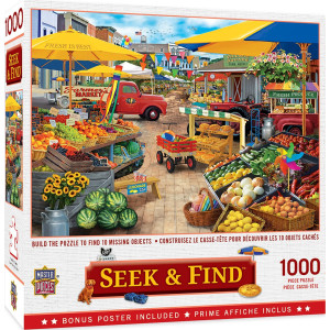 Masterpieces 1000 Piece Seek & Find Jigsaw Puzzle For Adults, Family, Or Kids - Market Square - 19.25"X26.75"