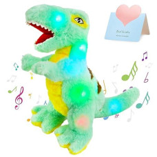 Glow Guards Light Up Musical Dinosaur Stuffed Animal Soft Plush T-Rex Toy With Led Night Lights Lullabies Glow In The Dark Birthday Children'S Day Gifts For Toddler Kids, 14''