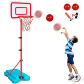 Kids Basketball Hoop Adjustable Height 2.9 ft-6.2 ft Toddler Toys Basketball Hoops Indoor Outdoor Play Mini Portable Basketball Goals Outside Toys Backyard Games for Boys Girls Age 3 4 5 6 7 8 Gifts