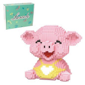 Larcele Micro Pig Building Blocks Pet Mini Building Toy Bricks,2034 Pieces Kljm-02 (Happy Pig)
