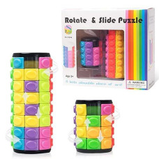 R.Y.Toys Rotate And Slide Puzzle-Patented Fidget Cube(Restore Order/Create Patterns) 8 Colors,4 And 8 Layers-Detach Piece For Quick Play,Fidget Toys,Brain Teaser,Sensory Toys,Easter Basket Stuffer