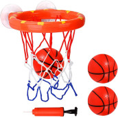 Seisso Bathtub Bath Toys, Basketball Hoop & 3 Balls Playset For Boys Girls, Suctions Cups Basketball Hoops Toy For Kids & Toddlers, Shooting Game