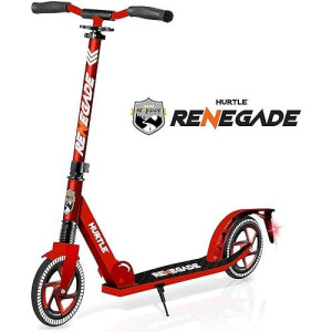 Hurtle Scooter - Scooter For Teenager - Kick Scooter - 2 Wheel Scooter With Adjustable T-Bar Handlebar - Folding Adult Kick Scooter With Alloy Anti-Slip Deck -Scooter With 8� Smooth Gliding Wheels Red
