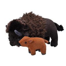Wild Republic Mom And Baby Bison, Stuffed Animal, 12 Inches, Gift For Kids, Plush Toy, Fill Is Spun Recycled Water Bottles