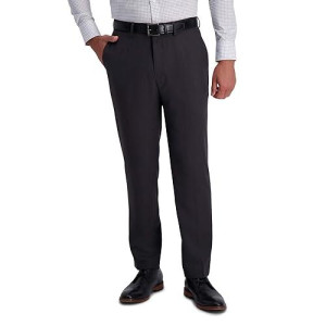 Haggar Men'S Premium Comfort Dress Slim Fit Flat Front Pant, Deep Grey, 33W X 32L