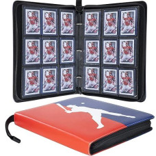 Baseball Card Binder With Sleeves - 720 Card Protectors Holder Book For Baseball Cards, 40 Pcs 9-Pocket Pages, Card Collector Album With Zipper Storage Display Case