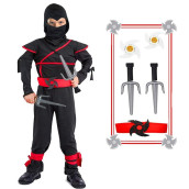 Satkull Kids Ninja Costume With Halloween Ninja Accessories For Boys Dress Up Best Boys Gifts (Kids-S-4/5T Black)
