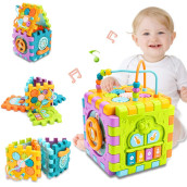 Nicknack Activity Cube Baby Toys, 6 In 1 Multi-Purpose Learning Cube With Music,Activity Center Shape Sorter Toy Gift For 18M+ Year Old Boy Girl Toddlers Kids