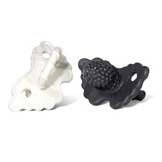 Razbaby Soft Silicone Infant & Baby Teether, Berrybumps Textured Teething Relief Pacifier 3M+, Soothes Gums, Hands-Free & Easy-To-Hold Fruit-Shaped Razberry Design, Bpa Free, 2-Pack - Black/White