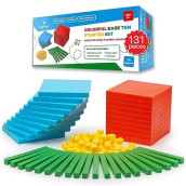 Simply Magic 131 Pcs Base Ten Blocks For Math - Place Value Blocks, Base 10 Math Manipulatives K-3, Math Counters, Number Blocks, Math Cubes For Kids, Counting Blocks - Kindergarten 1St 2Nd 3Rd Grade