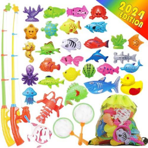 Goody King Magnetic Fishing Game Pool Toys For Kids - Outdoor Indoor Carnival Party Water Bath Toy For Toddlers 1-3 4 5 6 Years Old 2 Players Gift (Medium)