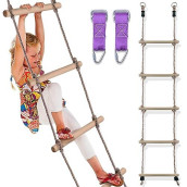 Wooden Climbing Rope Ladder For Kids - Kids Ninja Warrior Obstacle Course Accessories | Playset Rope Ladder For Swing Set Treehouse Bunkbed | Playground Ninja Obstacles Swing Rope Ladder