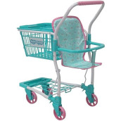Kookamunga Kids 2 In 1 Shopping Cart For Kids - Kids Shopping Cart - Toy Grocery Cart - Toy Shopping Cart W/Removable Hand Basket & Doll Seat Carrier - Perfect For Boys & Girls Ages 2+ (Rainbow Blue)