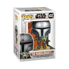 Funko Pop! Star Wars: The Mandalorian - Mandalorian Flying With The Child, Grey