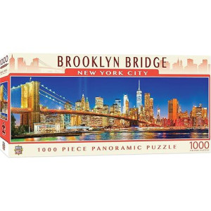 Masterpieces 1000 Piece Jigsaw Puzzle For Adults, Family, Or Kids - Brooklyn Bridge, Nyc Panoramic - 13"X39"