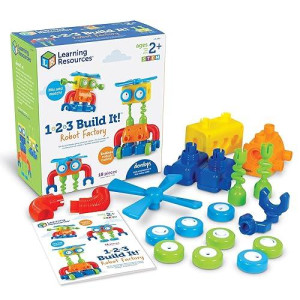 Learning Resources 1-2-3 Build It! Robot Factory, Fine Motor Toy, Robot Building Set, Ages 2+