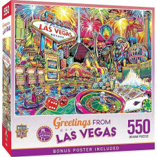 Masterpieces 550 Piece Jigsaw Puzzle For Adults And Family - Greetings From Las Vegas - 18"X24"