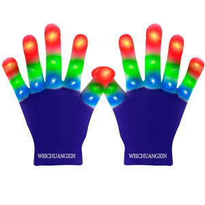 Weichuangxin Led Gloves, Light Up Gloves Finger Lights 3 Colors 6 Modes Flashing Led Gloves Colorful Flashing Gloves Kids Toys For Christmas Halloween Party Favors,Gifts