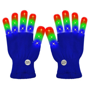 Weichuangxin Led Gloves, Light Up Gloves Finger Lights 3 Colors 6 Modes Flashing Led Gloves Colorful Flashing Gloves Kids Toys For Christmas Halloween Party Favors,Gift Blue