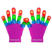 Weichuangxin Light Up Gloves Finger Lights 3 Colors 6 Modes Flashing Led Gloves Colorful Flashing Gloves Kids Toys For Christmas Halloween Party Favors,Gifts(M)