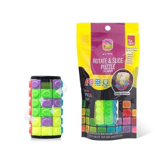 R.Y.Toys Rotate And Slide Puzzle-Patented Fidget Cube(Restore Order/Create Patterns) 8 Colors,6 Layers-Detach Piece For Quick Play,Fidget Toys,Brain Teaser,Sensory Toys,Easter Basket Stuffer