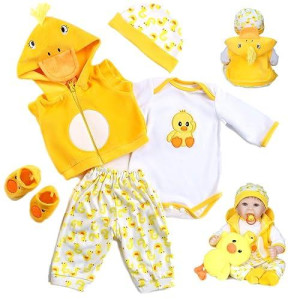 Reborn Baby Dolls Clothes 22 Inch Outfit Accessories Yellow Duck 5Pcs Set For 20-22 Inch Reborn Doll Newborn Girl&Boy